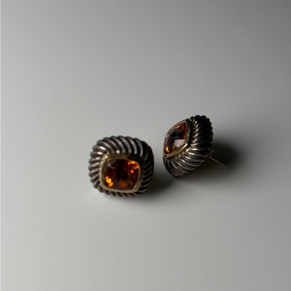 DAVID YURMAN CITRINE CABLE STUD EARRINGS